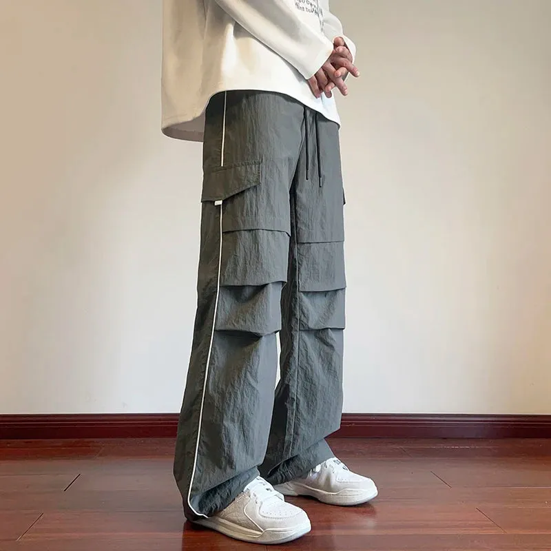 Bonsir Mens Joggers Spring Casual Loose Staight Sweatpants Elastic Waist Waterproof Trousers Hip Hop Casual Unisex Pants