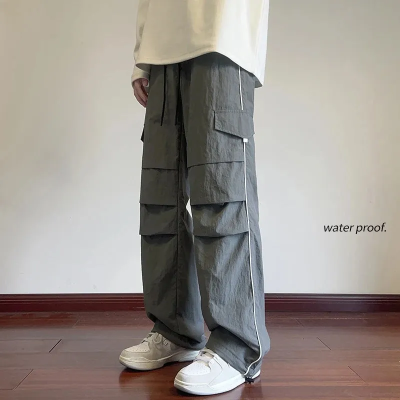 Bonsir Mens Joggers Spring Casual Loose Staight Sweatpants Elastic Waist Waterproof Trousers Hip Hop Casual Unisex Pants