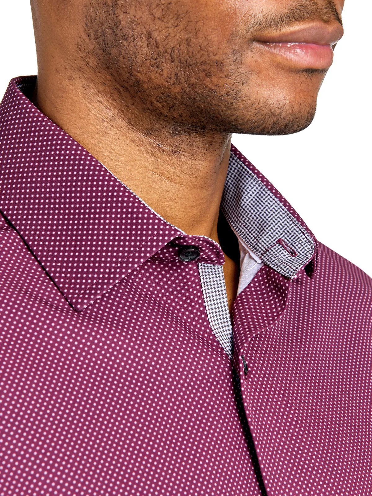 Burgundy Dot Performance Dress Shirt