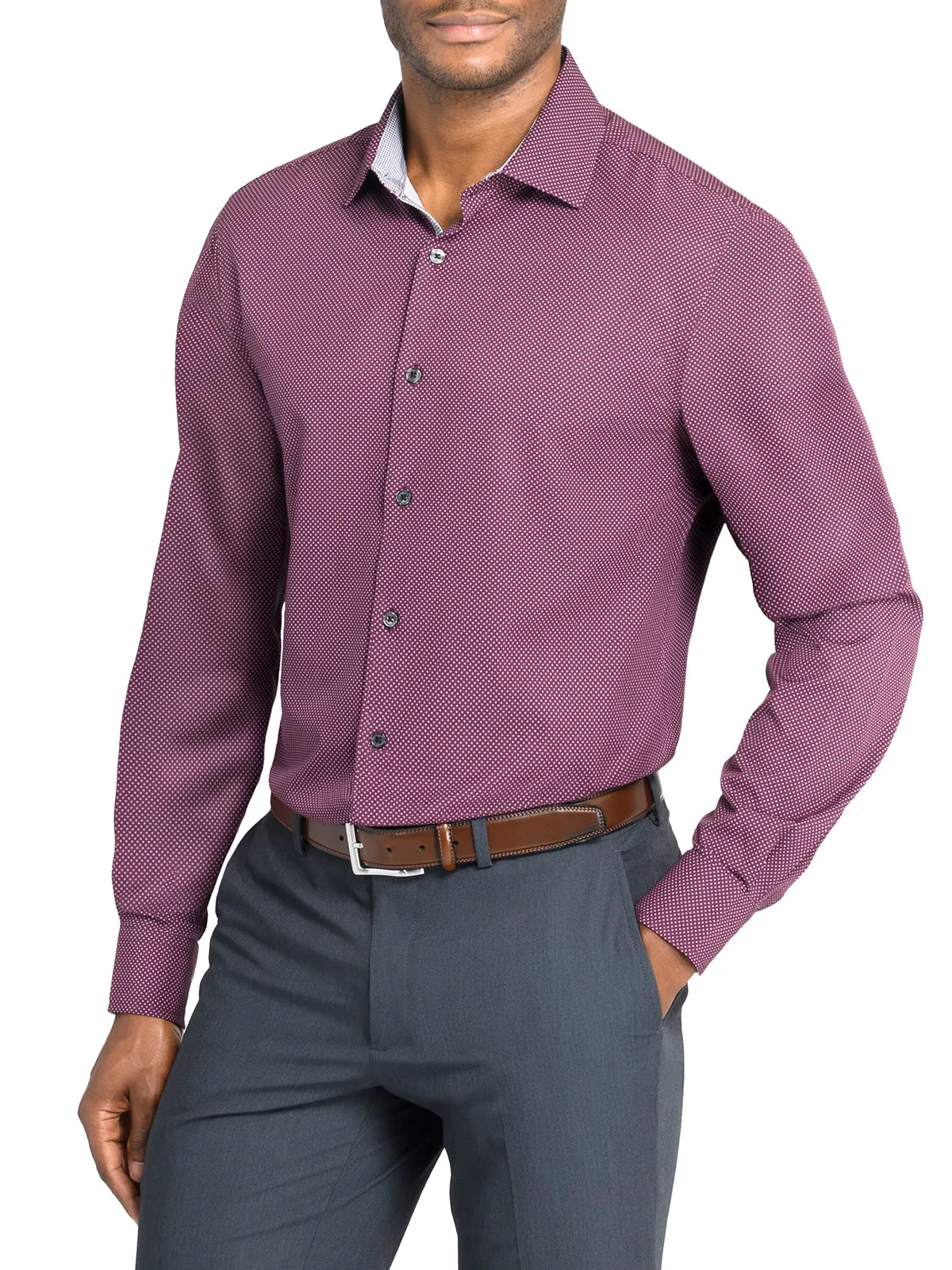 Burgundy Dot Performance Dress Shirt