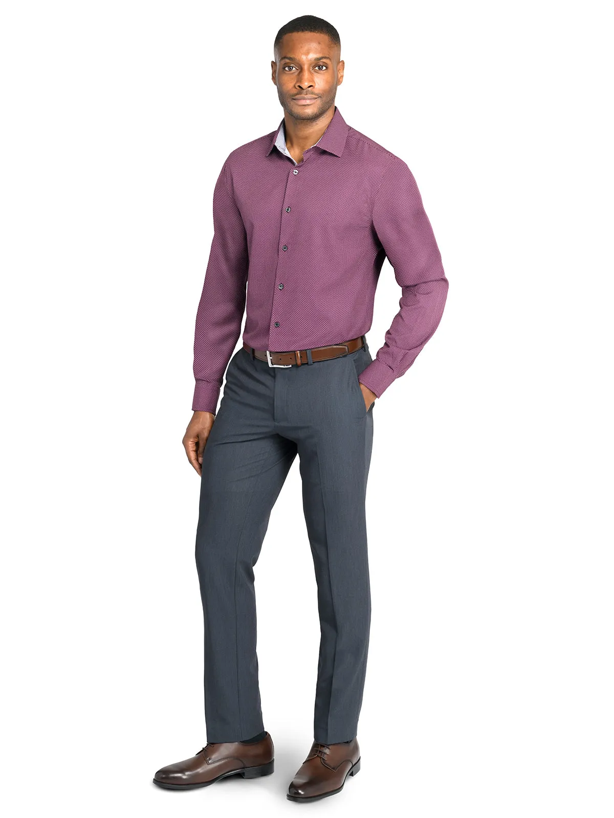 Burgundy Dot Performance Dress Shirt