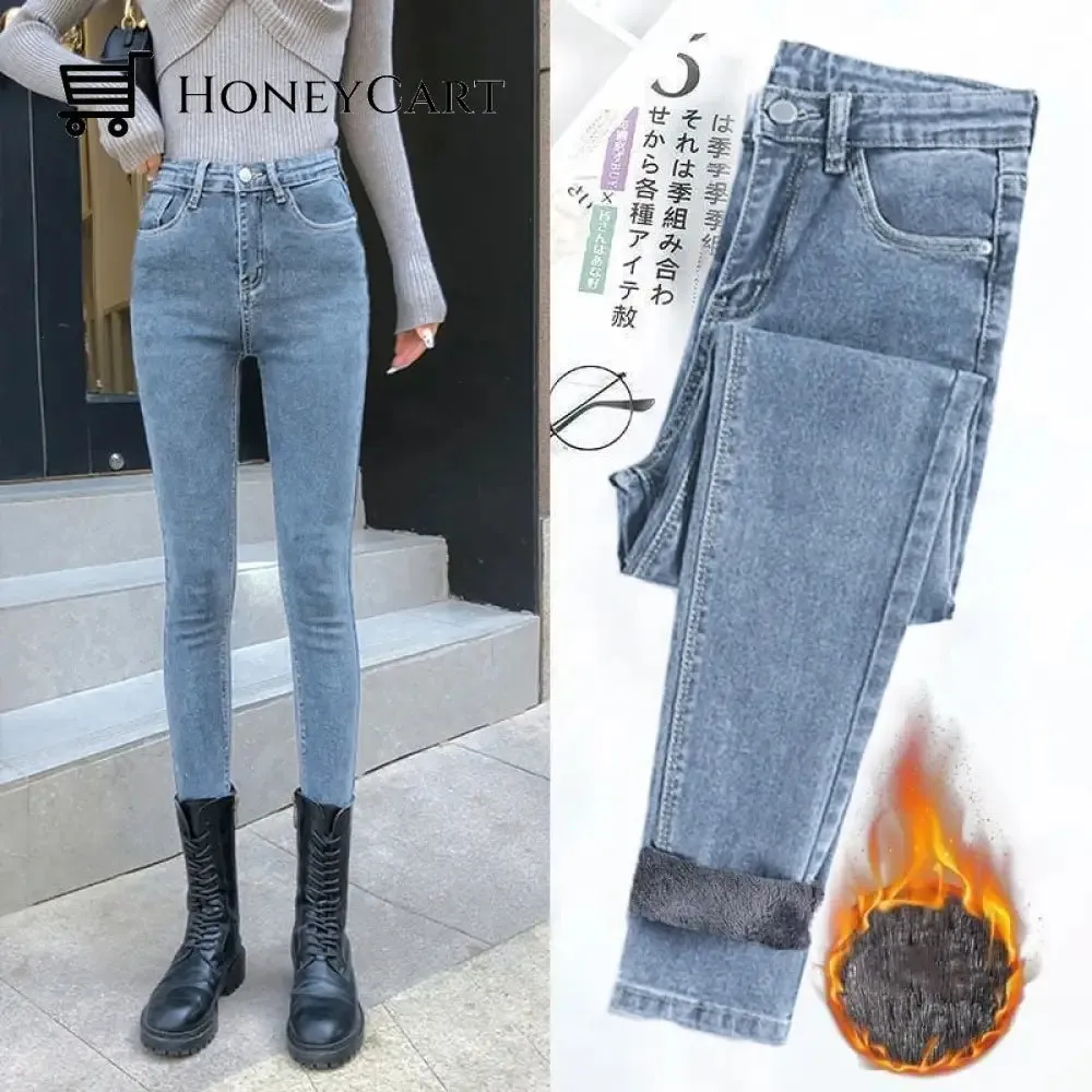 BUY 2 GET 1 FREE -Thermal Fleece Denim Jeggings