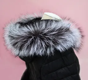 BY ORDER, XL Real Silver Fox Fur Trim Hood, Large Fur collar trim, Fox Fur Collar, Fur Scarf, Fur Ruff, Fox Fur Hood, Fox Fur, Stripes