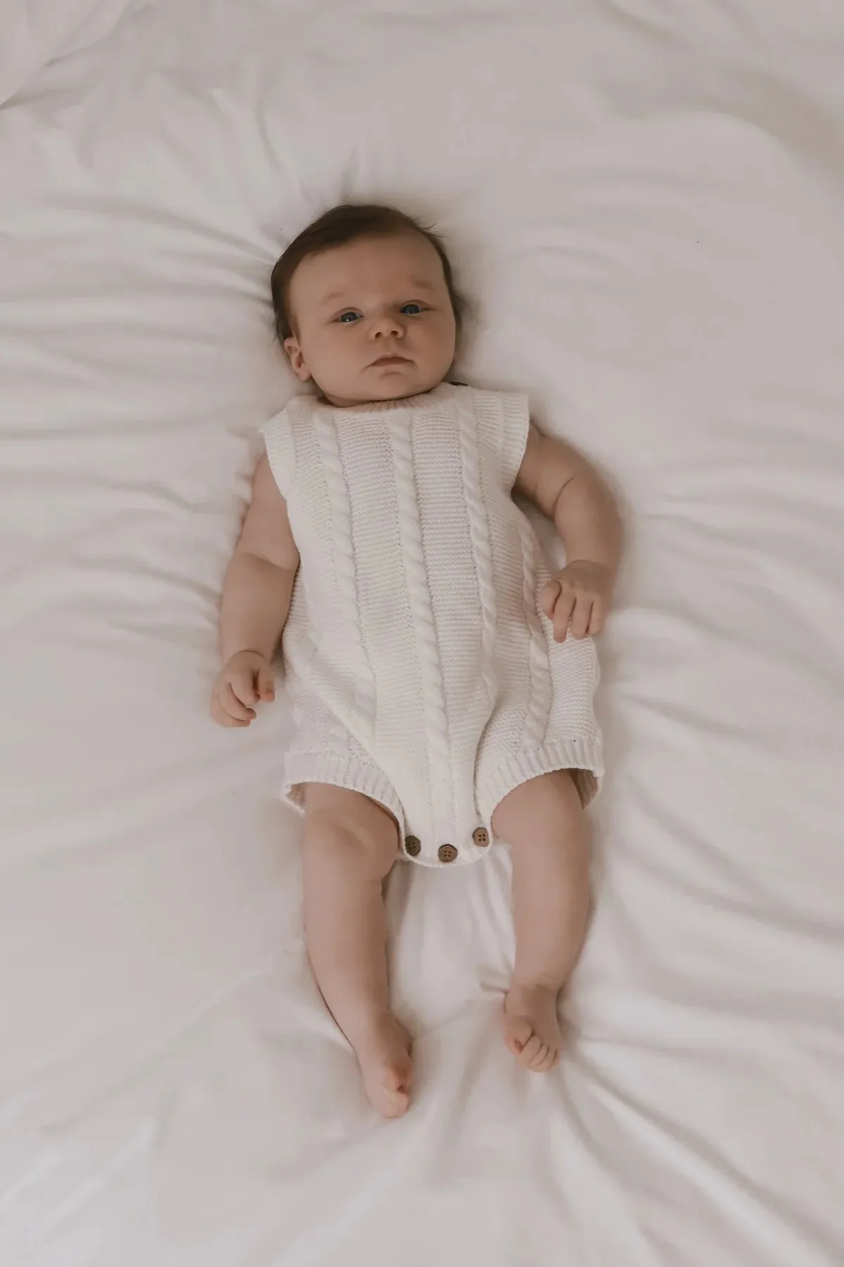 Cable Knit Summer Romper - White