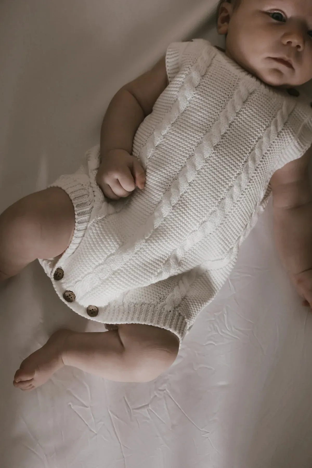 Cable Knit Summer Romper - White