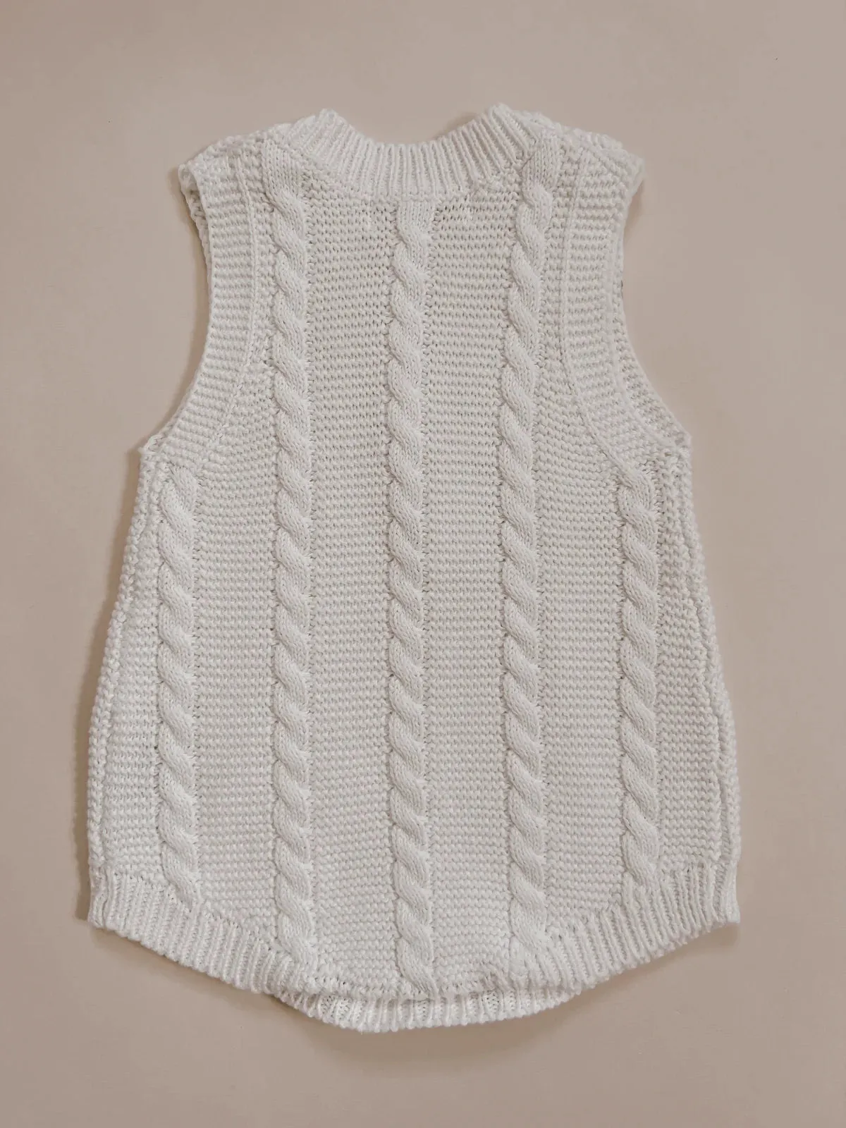 Cable Knit Summer Romper - White
