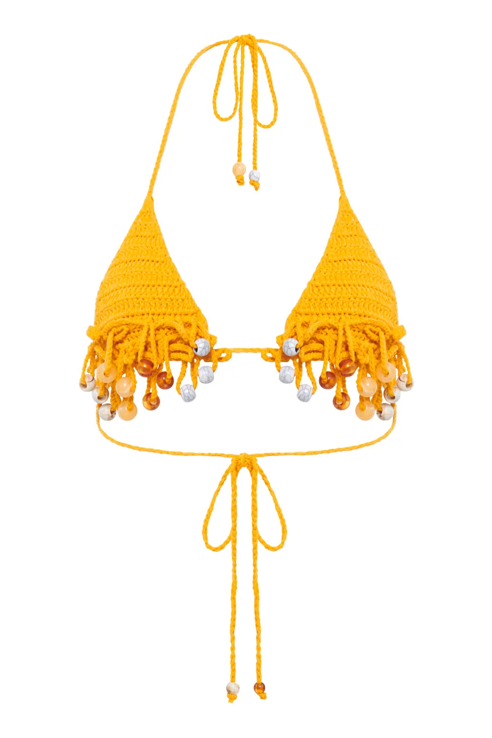 Canary Knit Micro Bikini Top with Beaded Trim