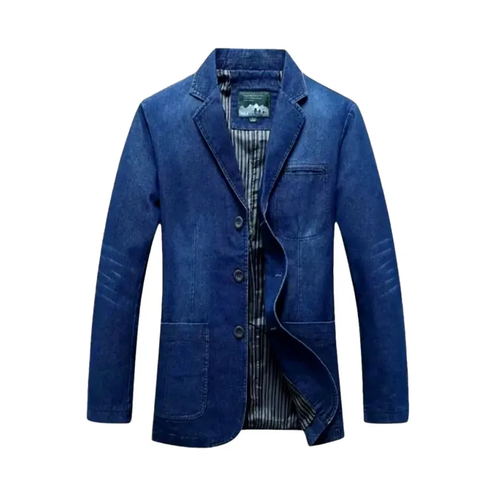 Casual slim-fit men's denim blazer