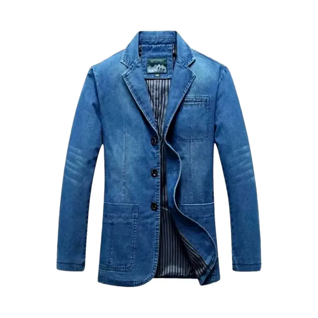 Casual slim-fit men's denim blazer