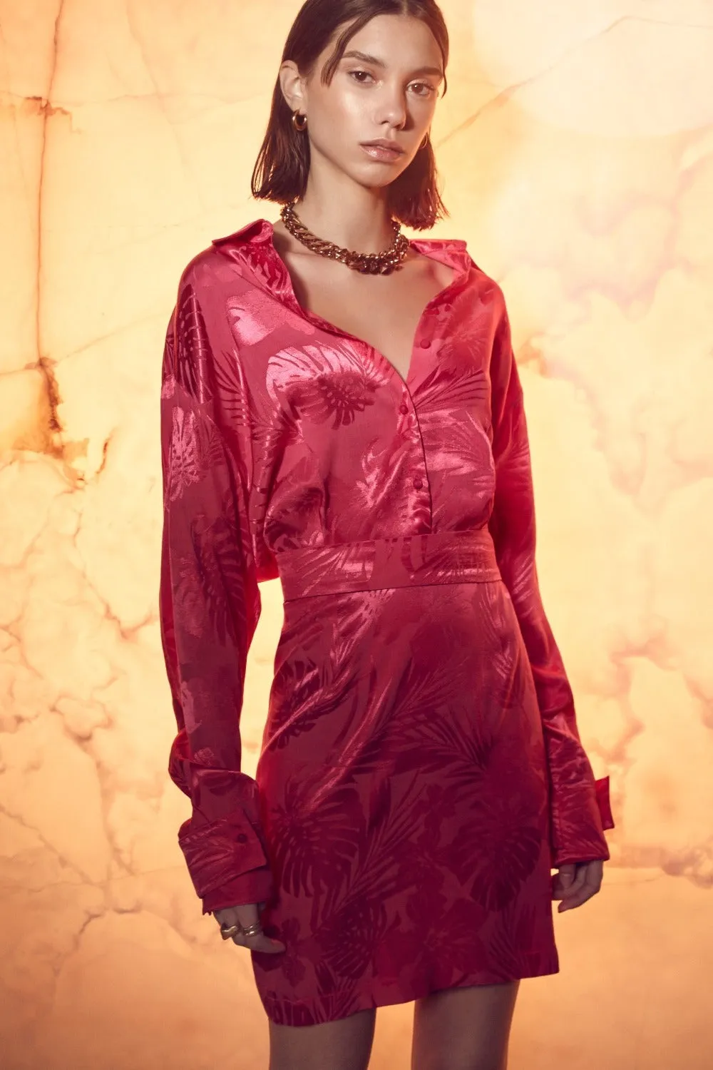 Cellas Jacquard Mini Shirt Dress