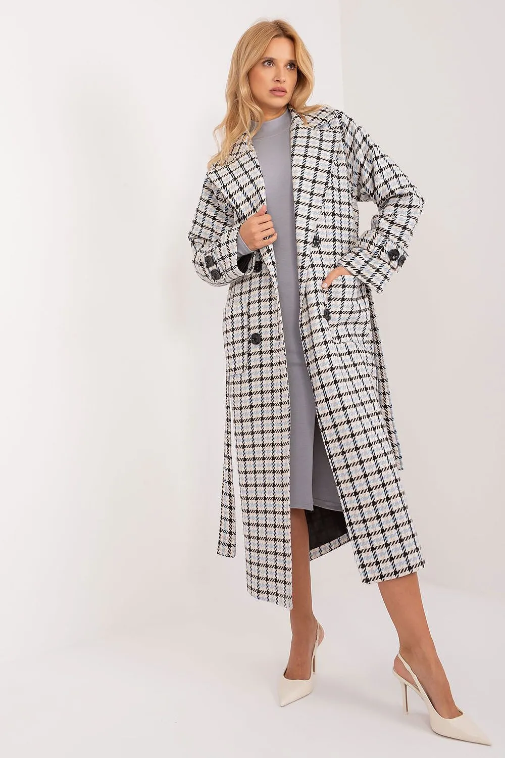 CHECKERED TRENCH COAT
