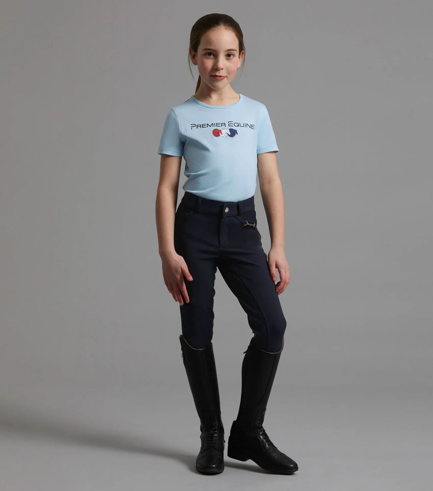 Chiaro Girls Cotton Riding T-Shirt Blue
