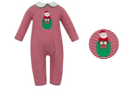 Claire & Charlie Santa Red Knit Boy's Long Romper L/S 5023H-CH24 5111