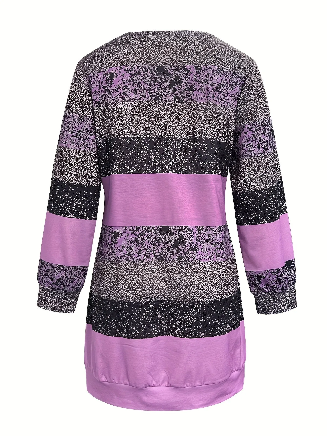 Color Block Long Sleeve Dress, Chic Crew Neck Mini Dress For Fall & Winter, Women's Clothing