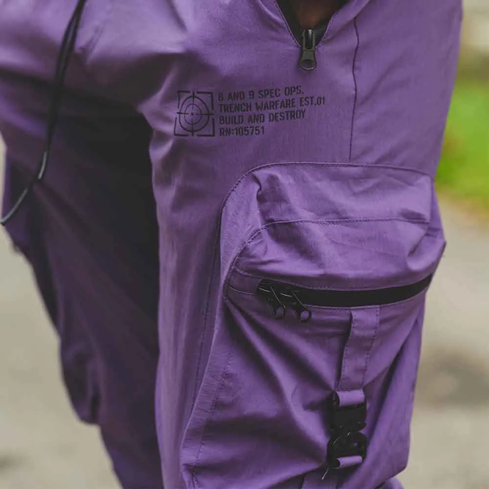 Combat Nylon Joggers Purple