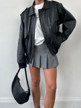 Conbipel Removable Fleece Lined Aviator Leather Bomber Jacket - L/XL
