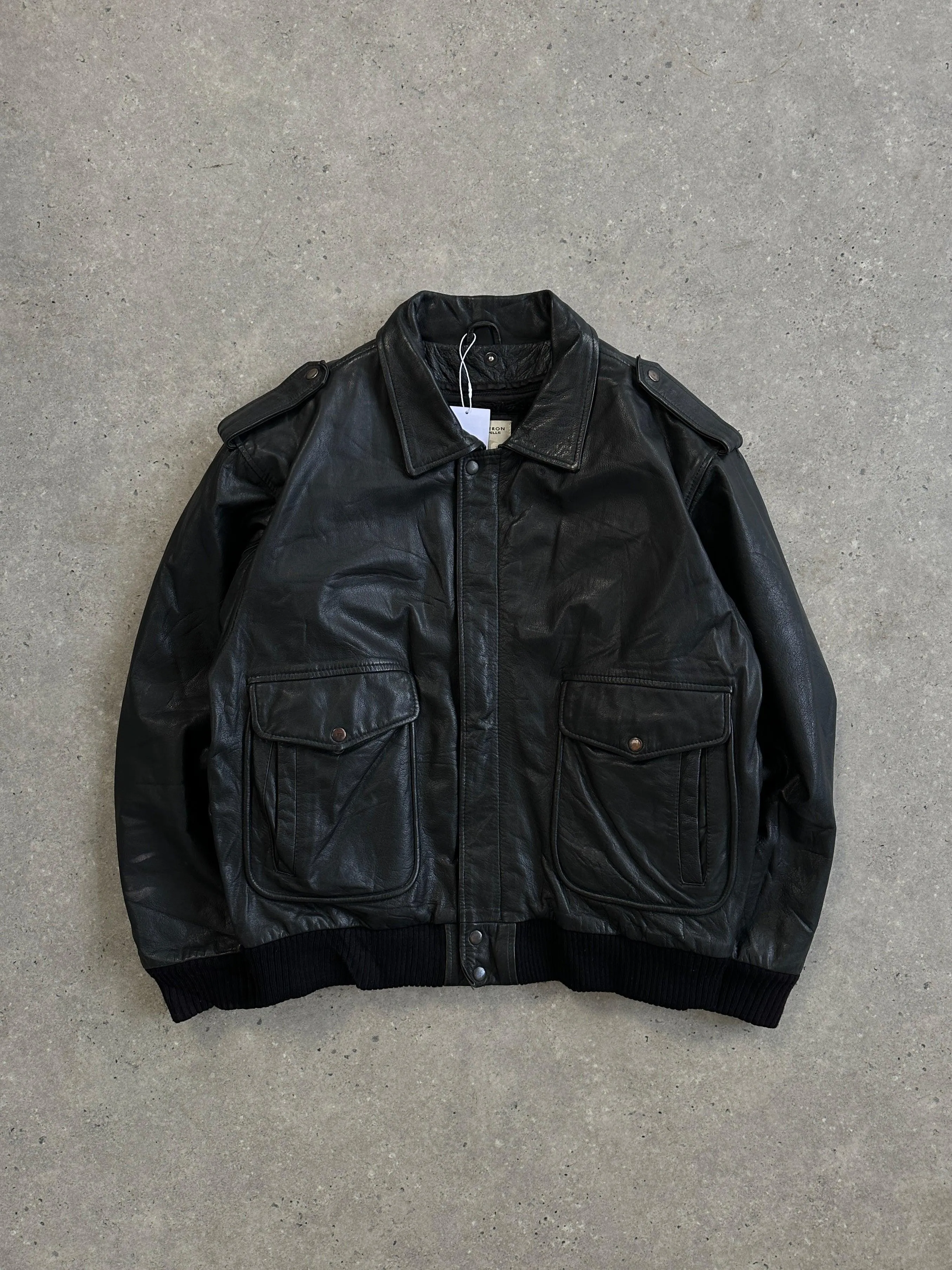Conbipel Removable Fleece Lined Aviator Leather Bomber Jacket - L/XL