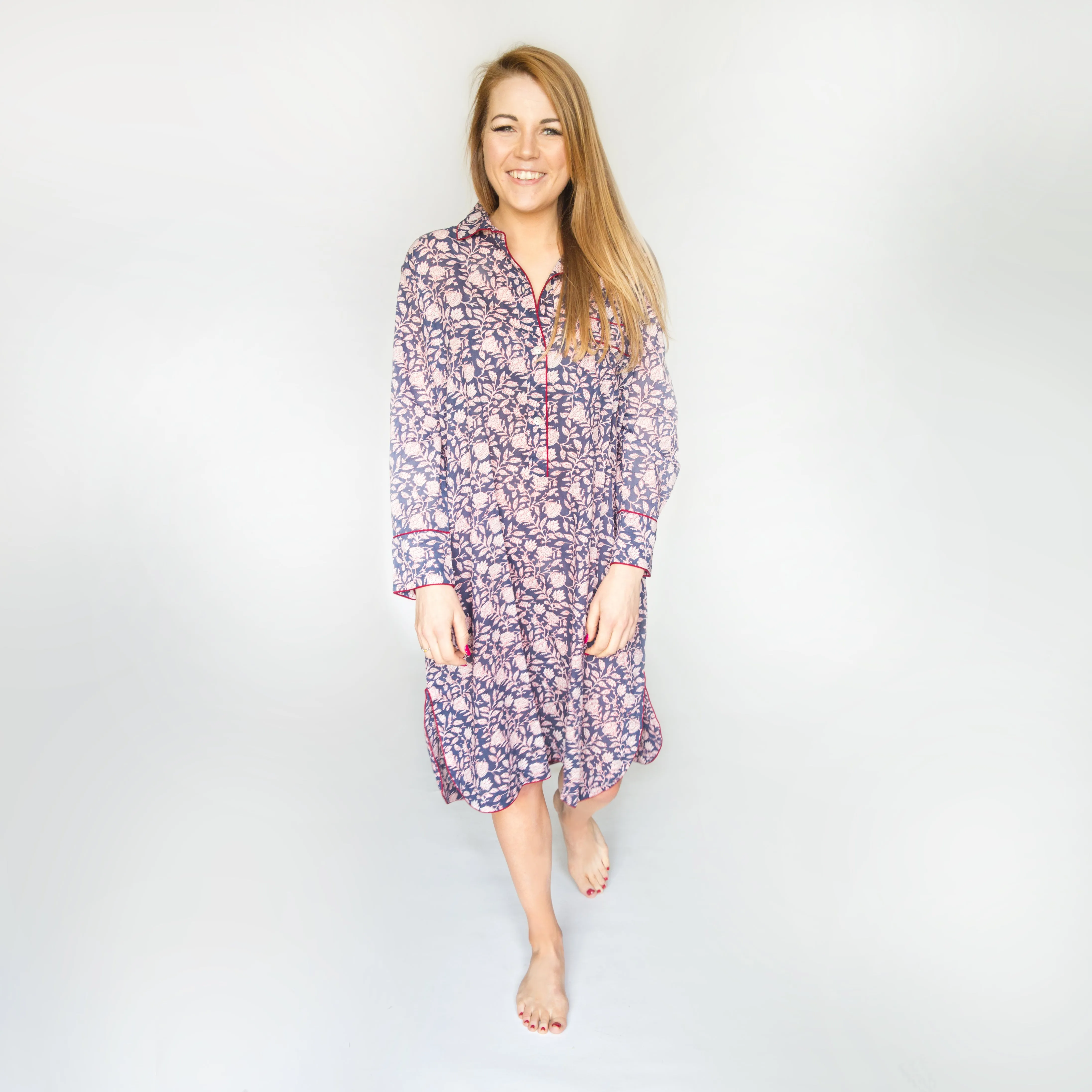 Cotton Night-shirt - Dark Blue
