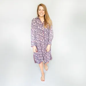 Cotton Night-shirt - Dark Blue