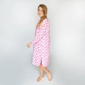 Cotton Night-shirt - Pink Crocodile Print