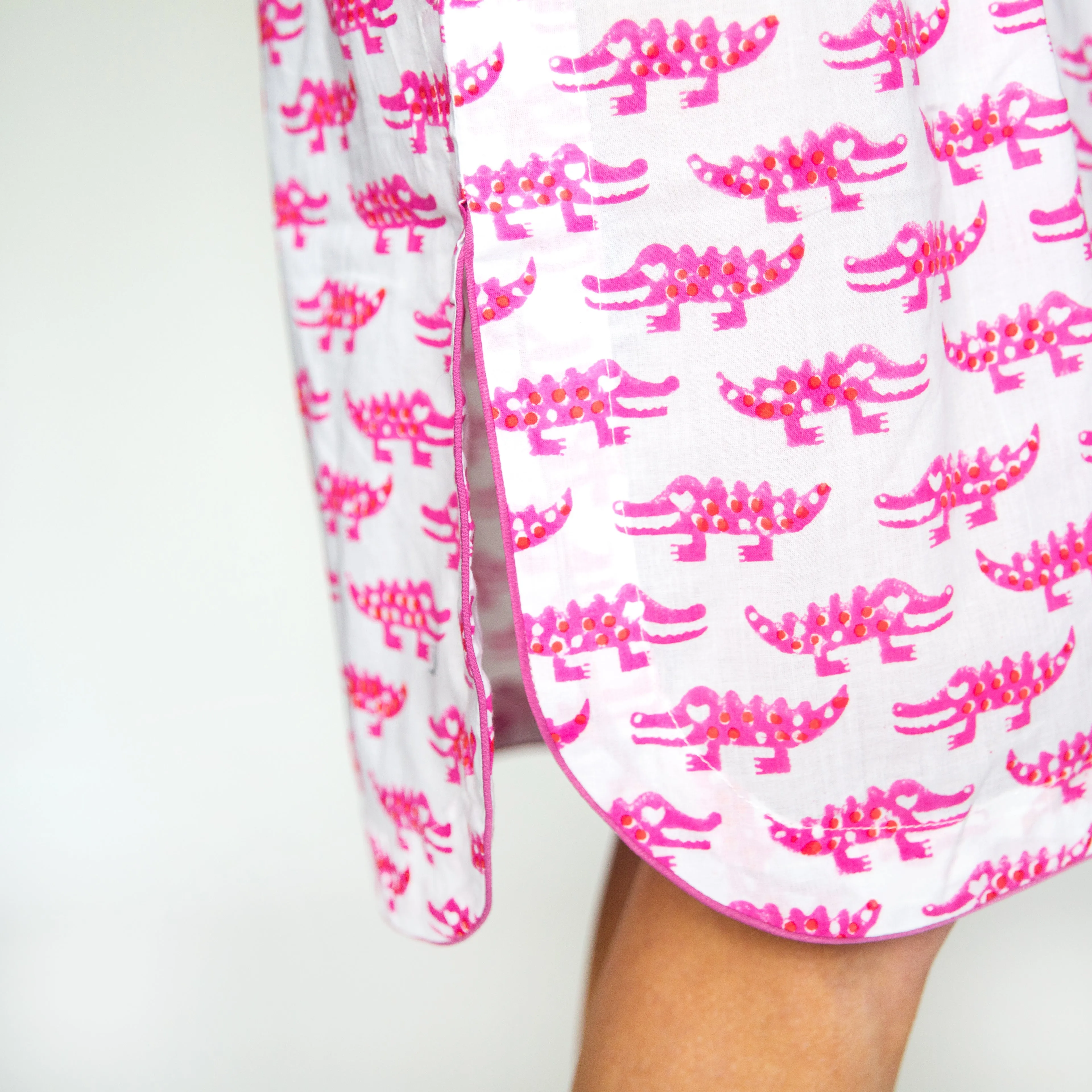 Cotton Night-shirt - Pink Crocodile Print