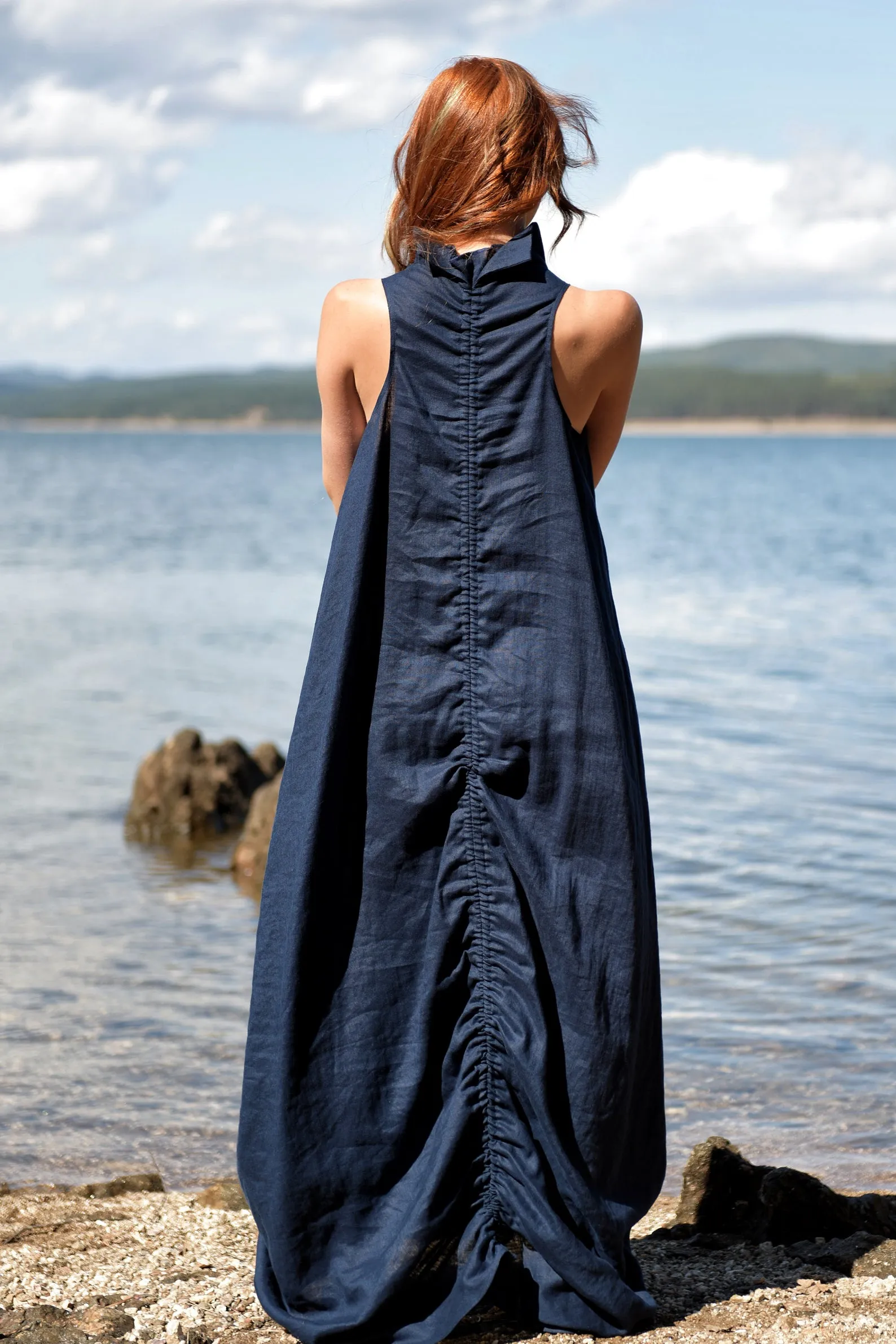 Cowl Neck Linen Dress
