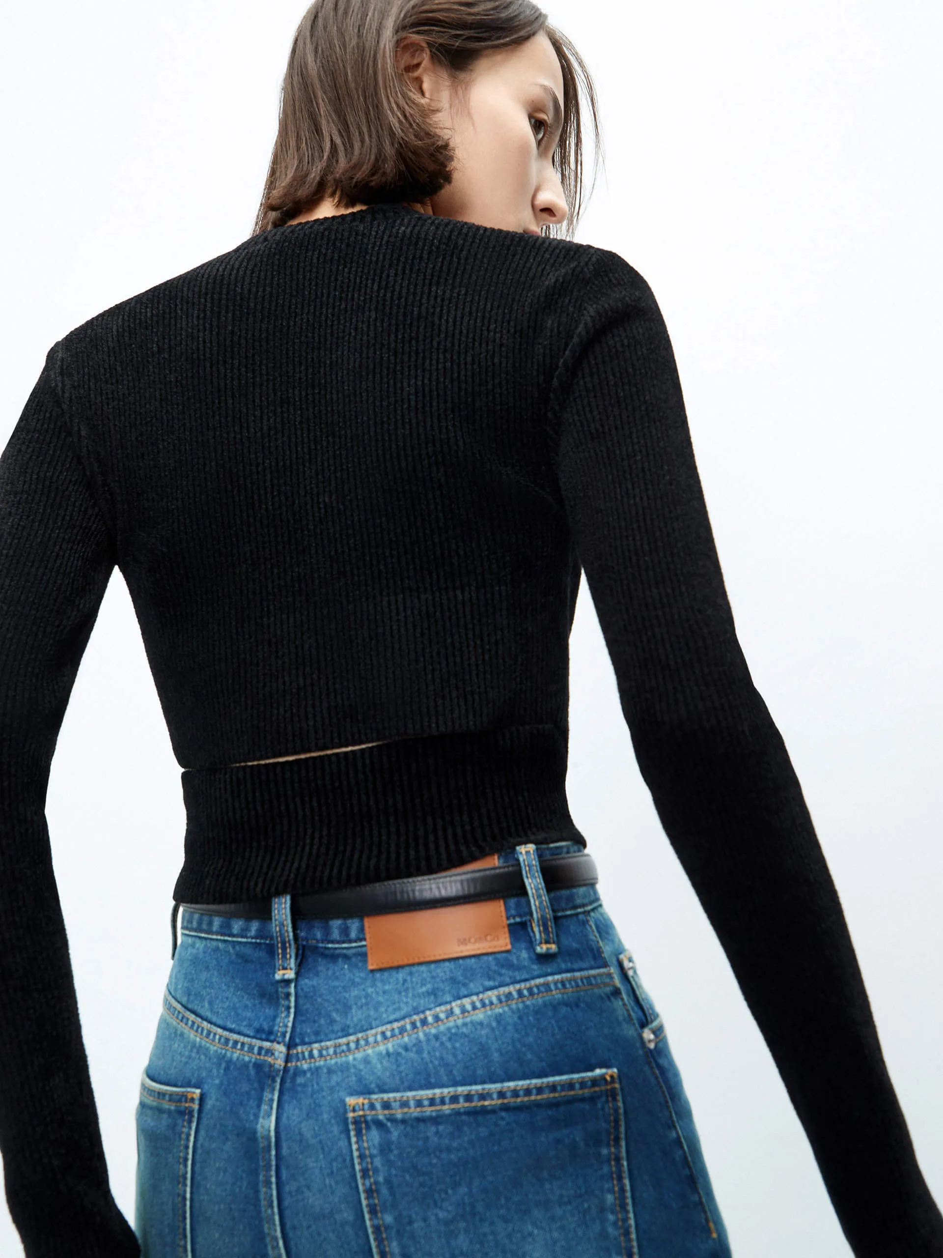 Cross Front Ribbed Knit Top