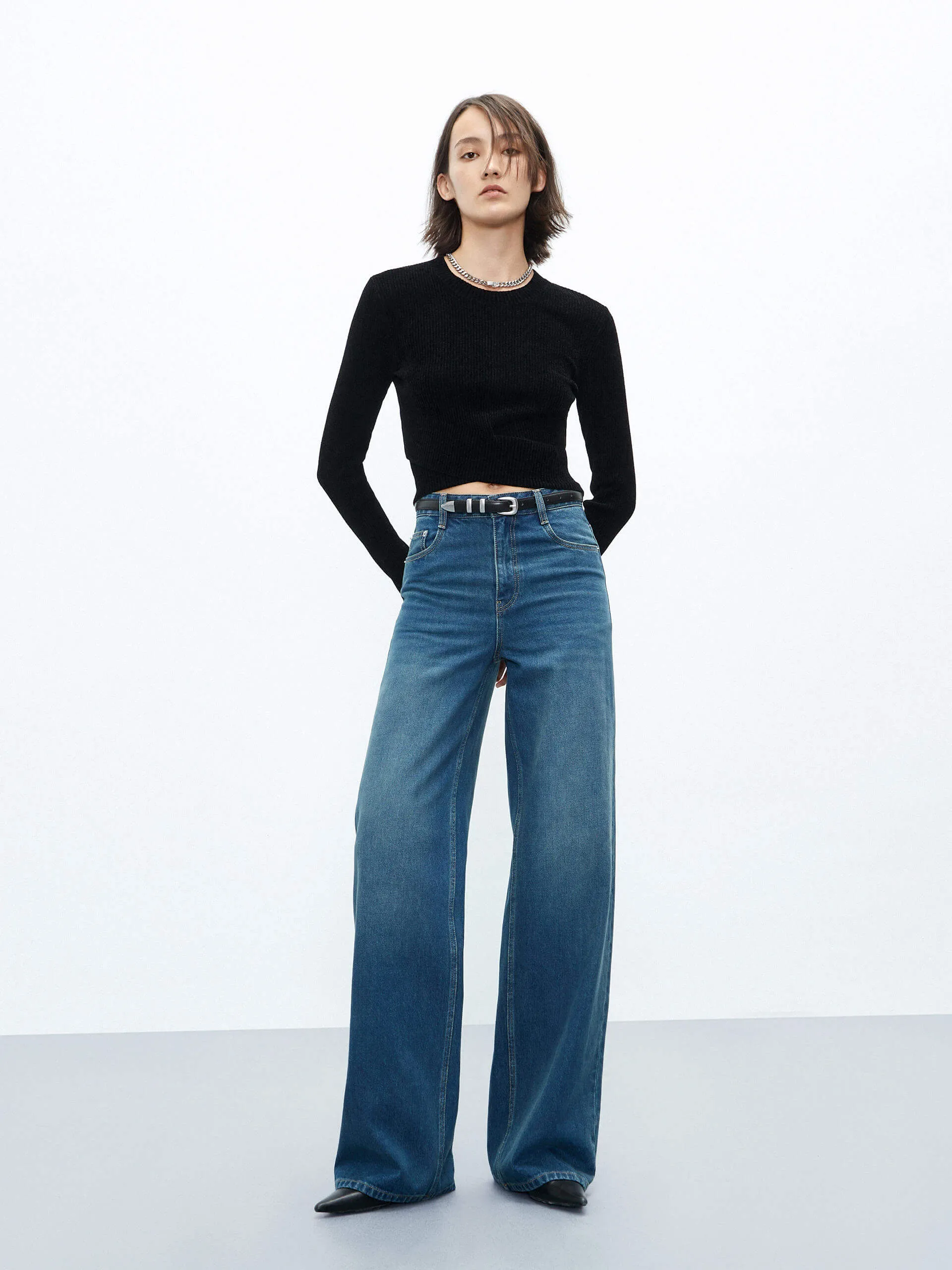 Cross Front Ribbed Knit Top