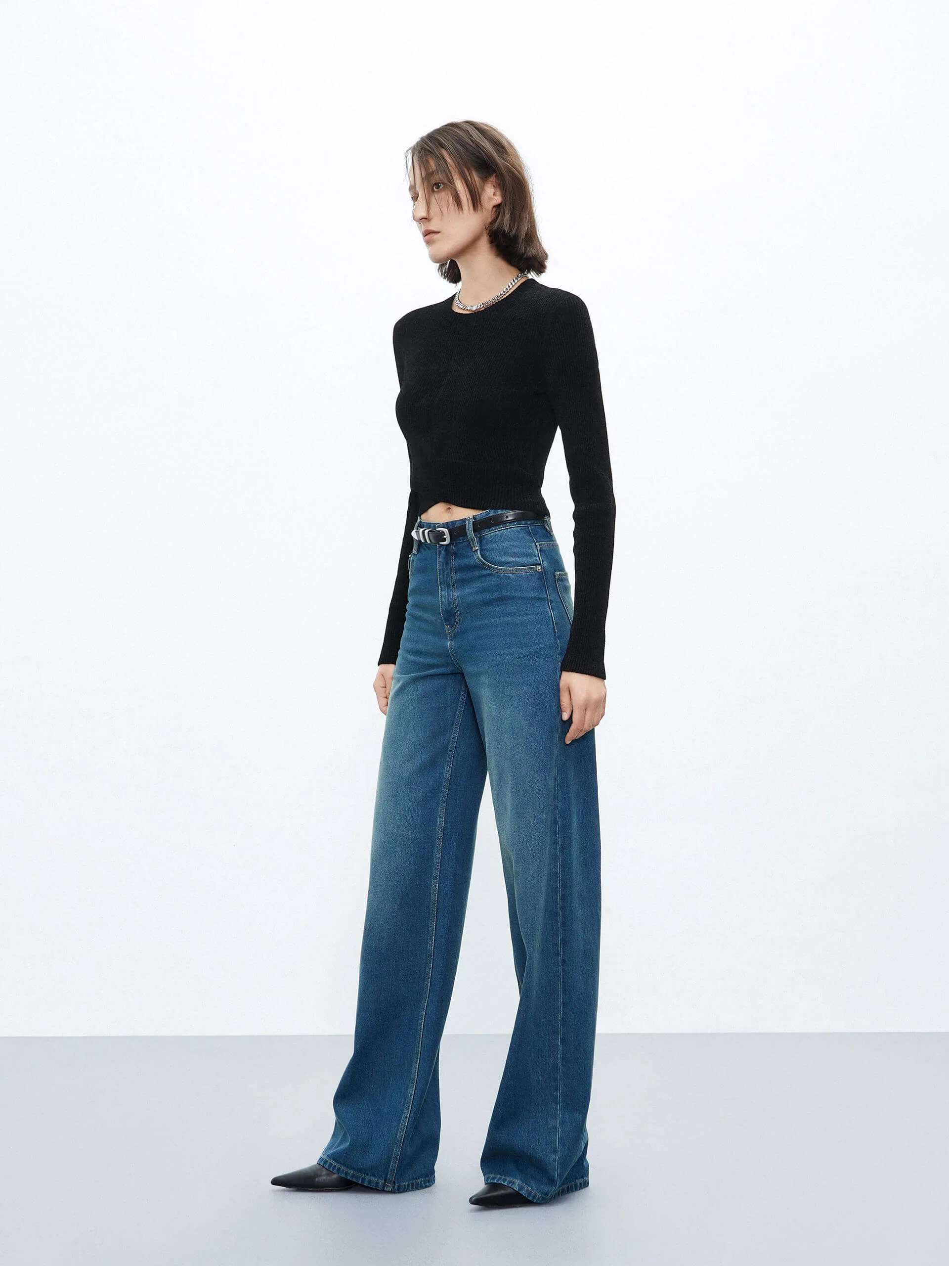 Cross Front Ribbed Knit Top