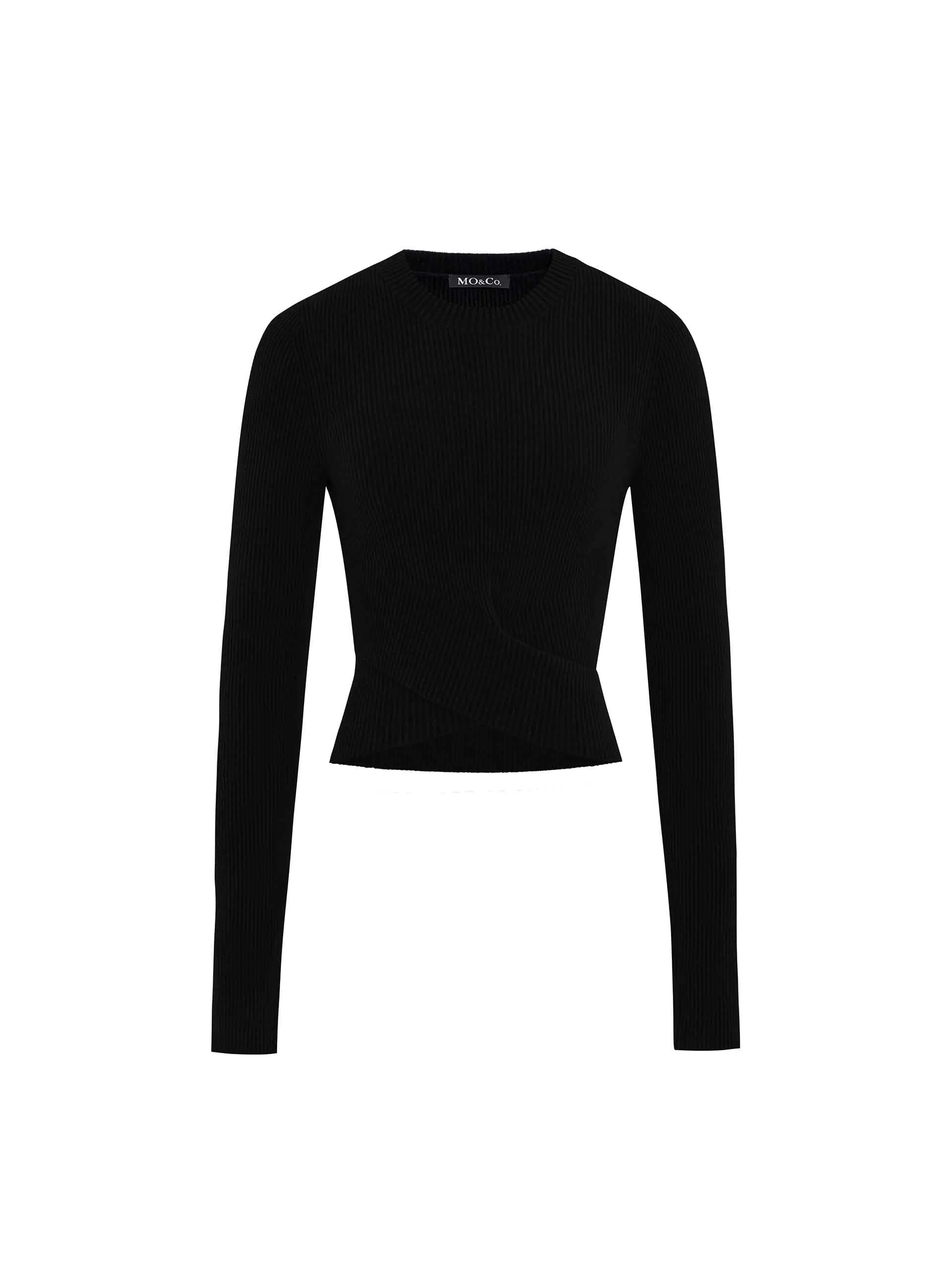 Cross Front Ribbed Knit Top