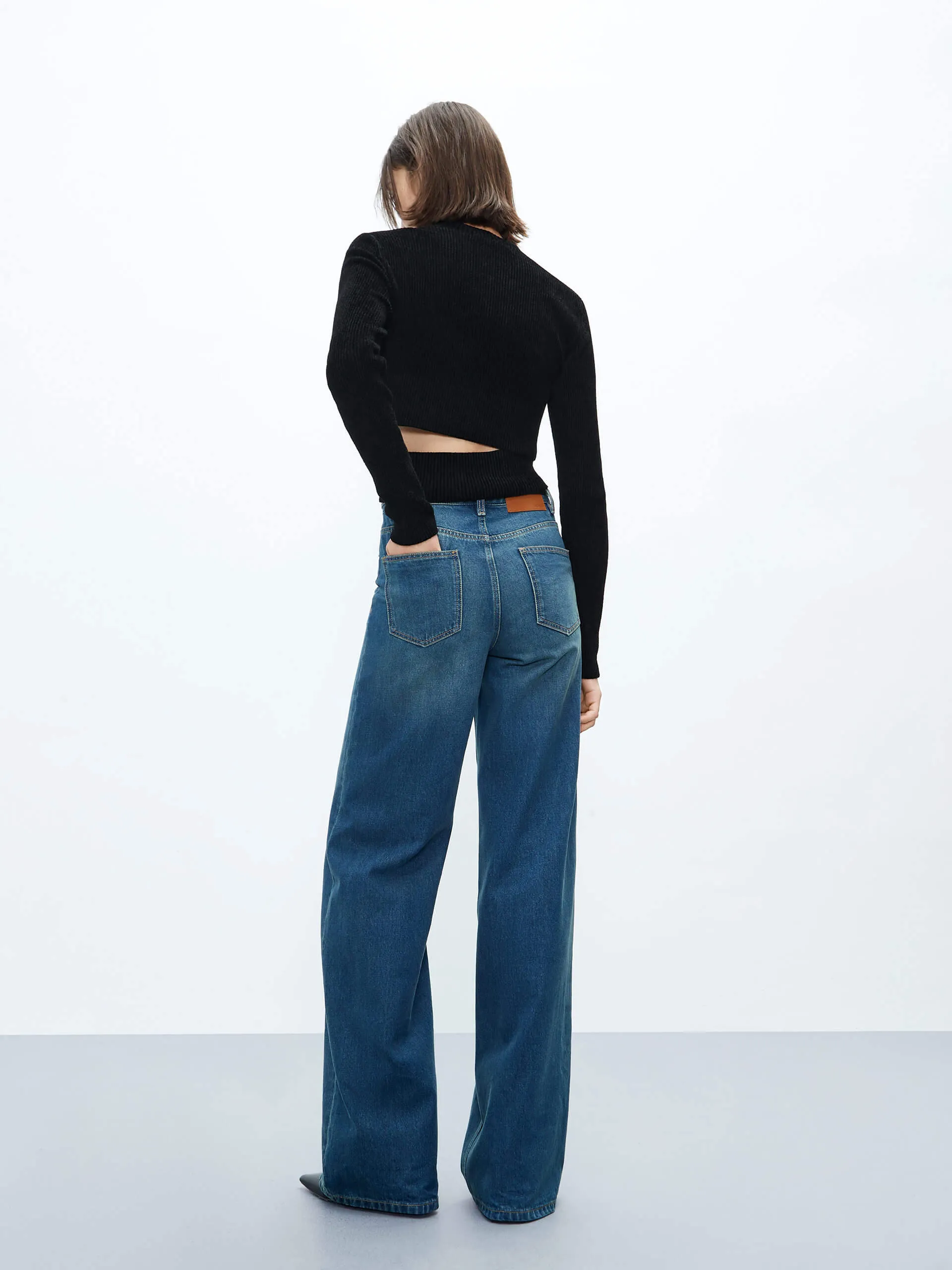 Cross Front Ribbed Knit Top