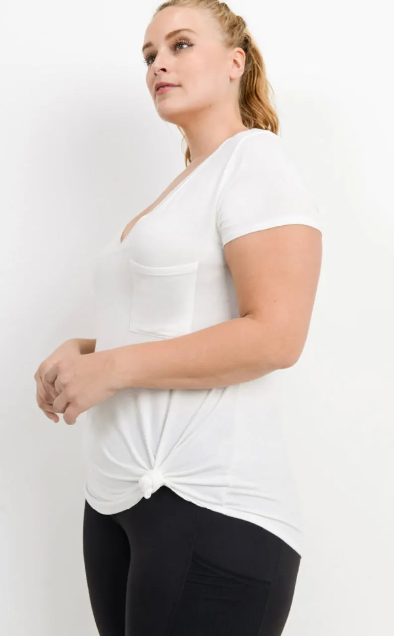 Curvy Longline V Neck Tee