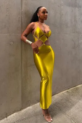 Cut Out Halter Backless Maxi Bodycon Dress