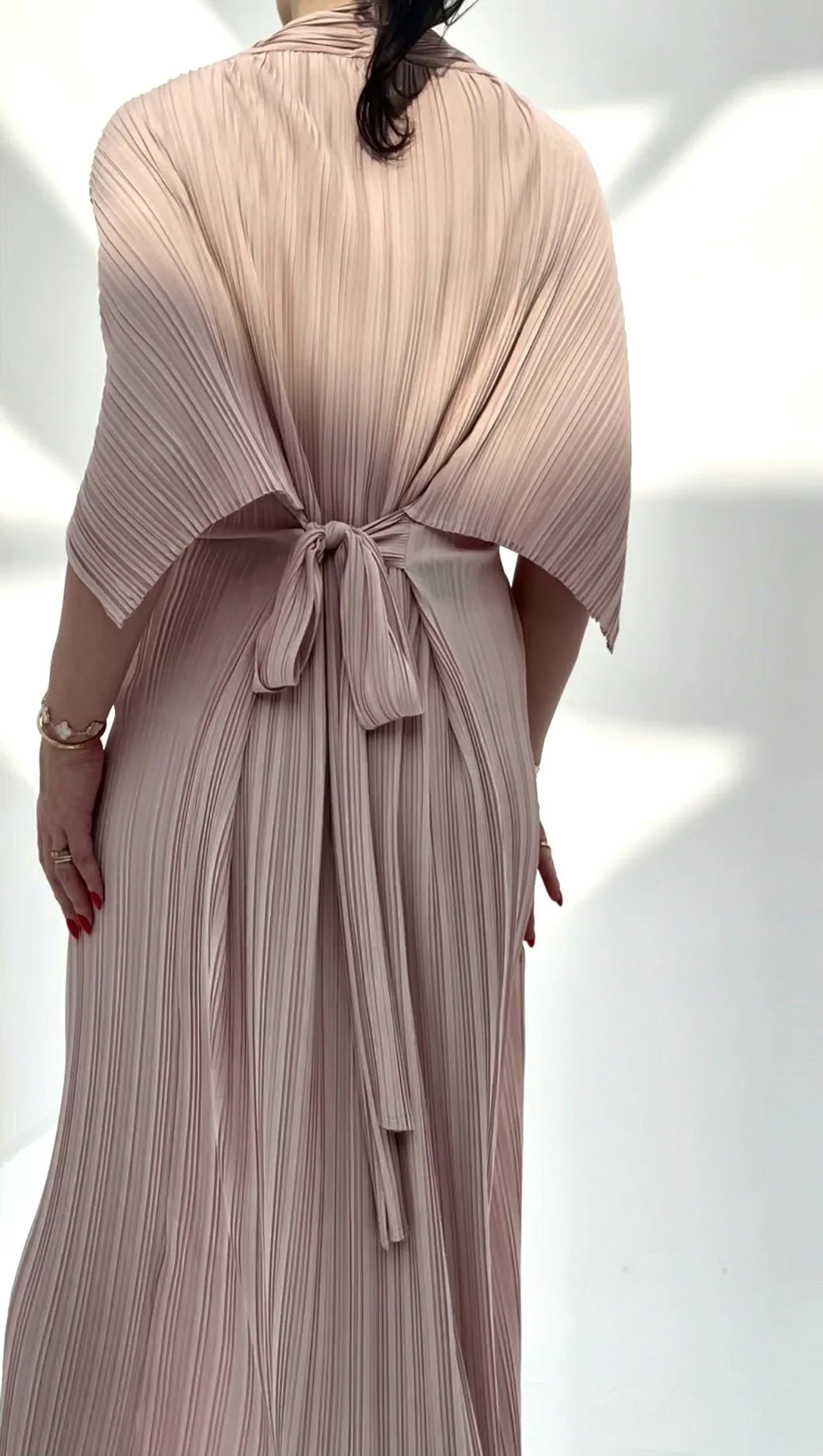 Dalene Pleated Dress With Front Wrap Panels And Attached Waist Strap