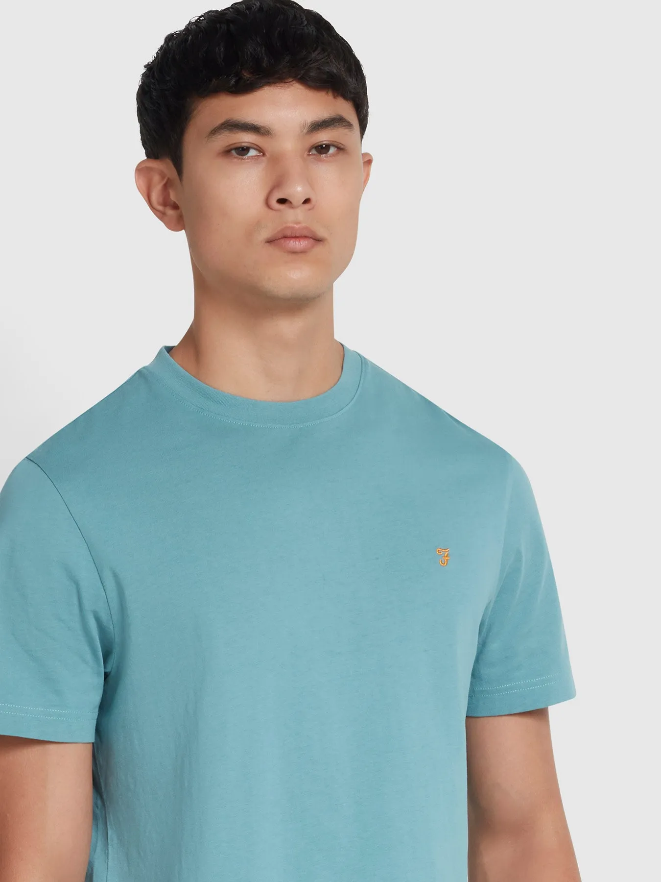 Danny Regular Fit Organic Cotton T-Shirt In Brook Blue