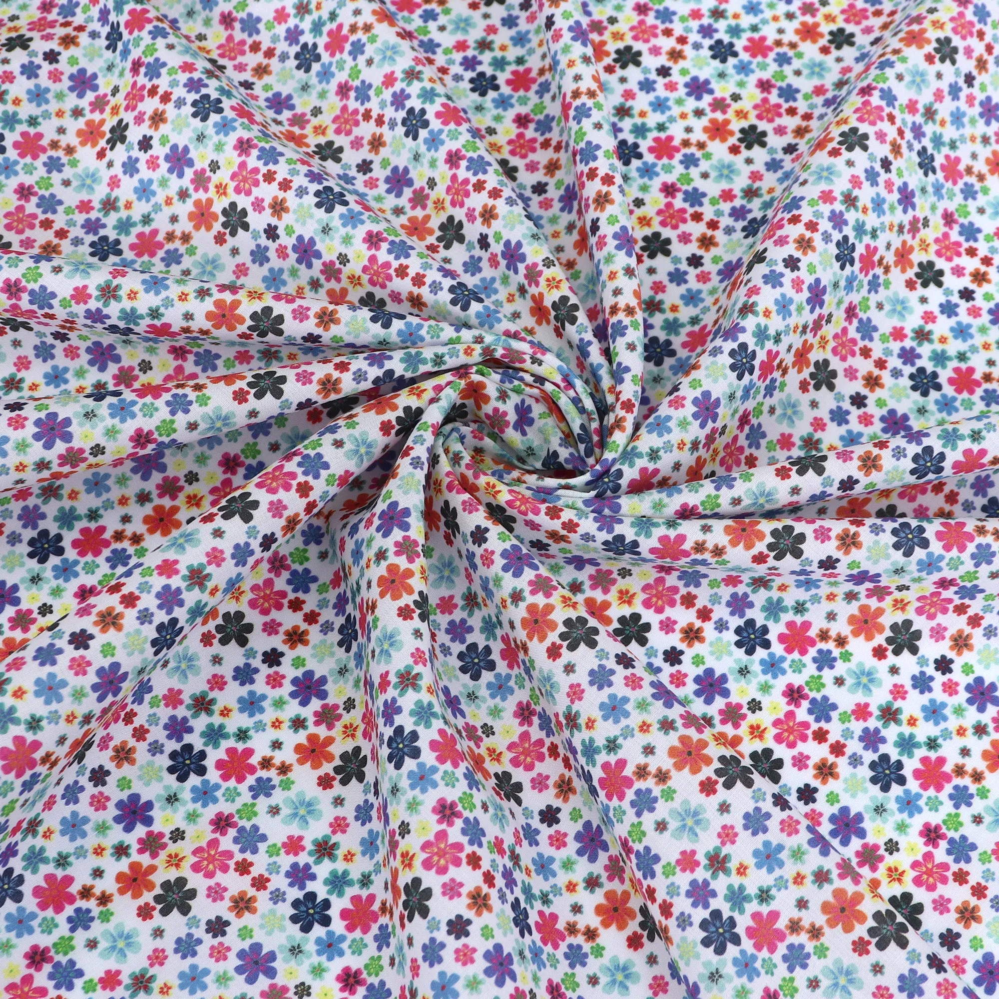 Deadstock Cotton Lawn - Rainbow Ditsy Floral