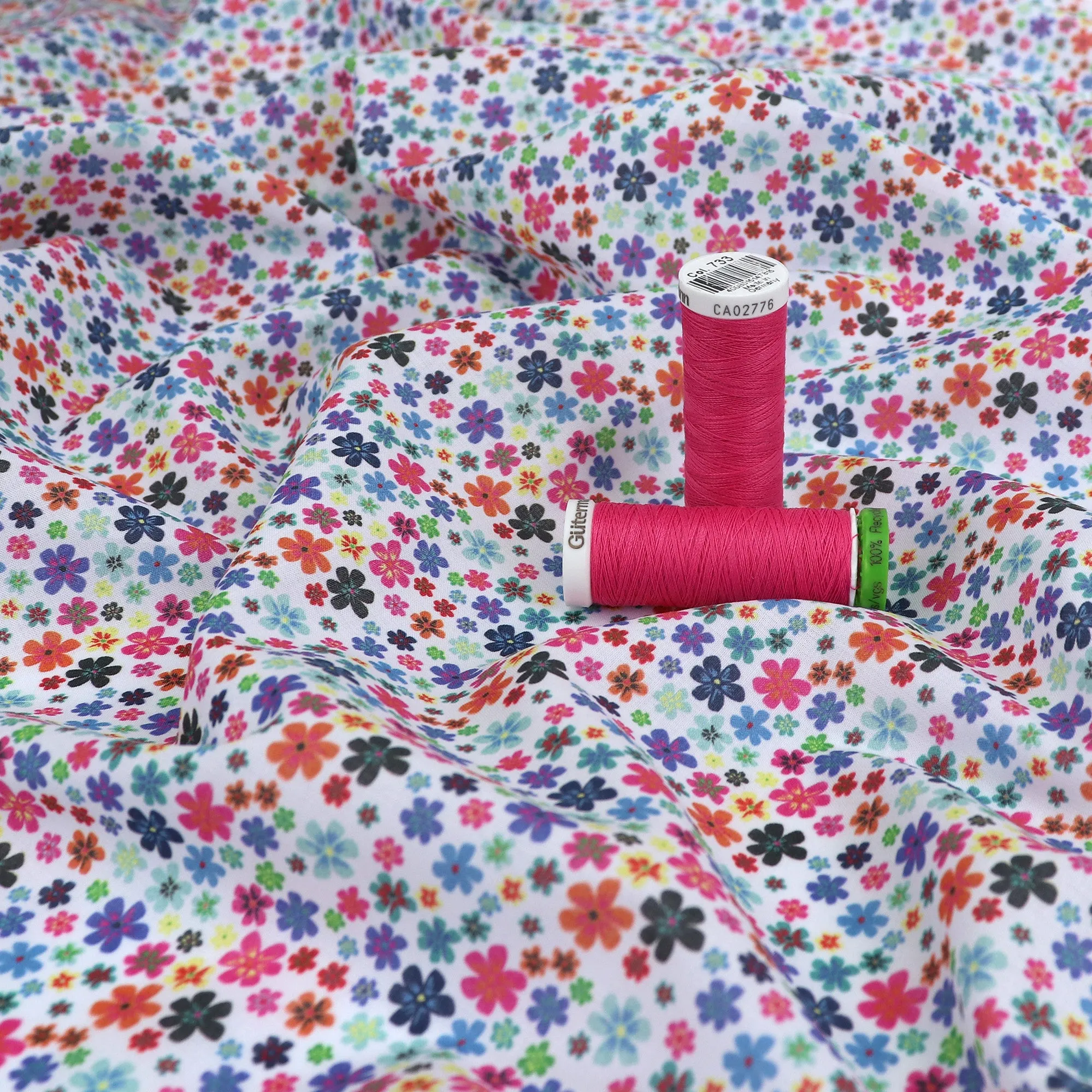 Deadstock Cotton Lawn - Rainbow Ditsy Floral