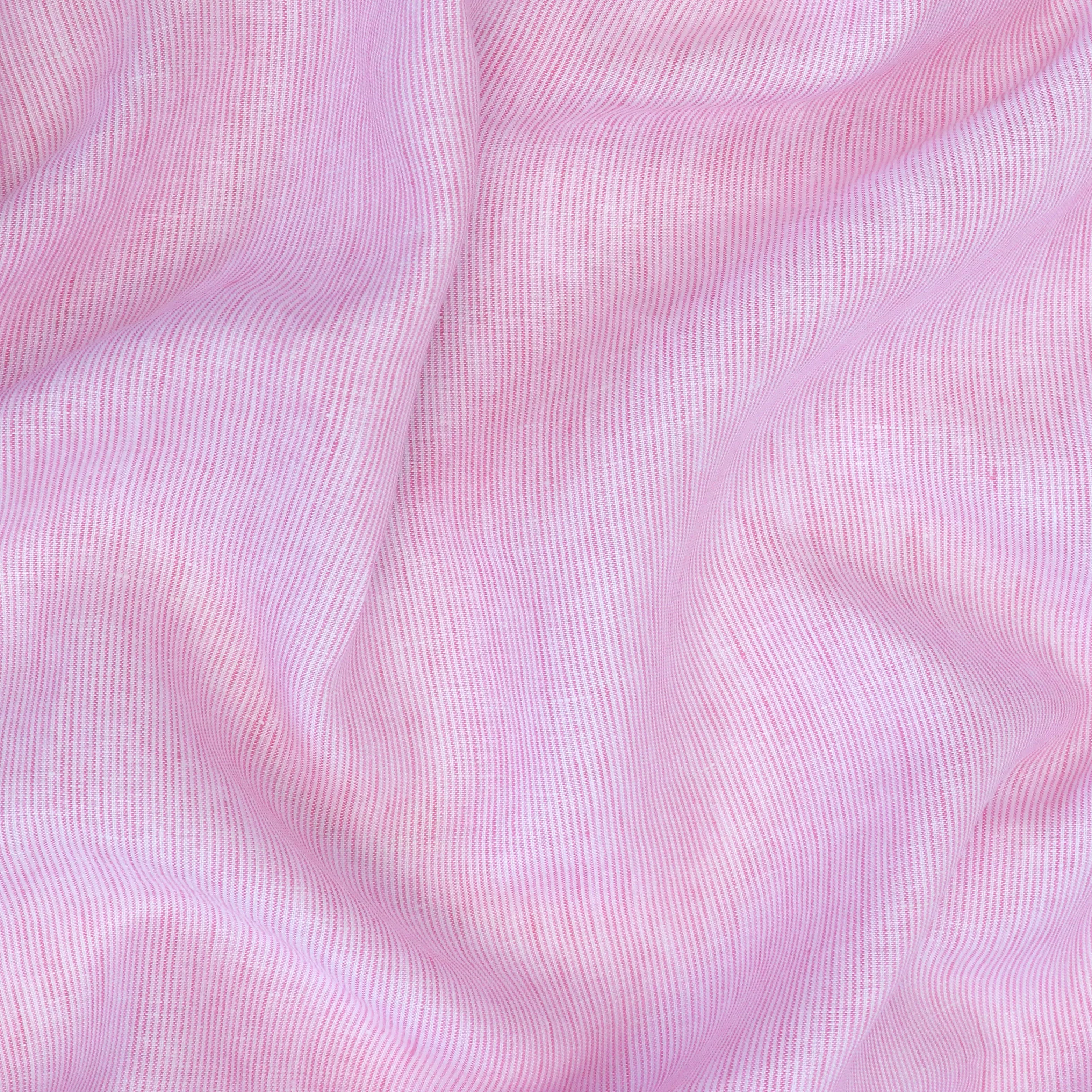 Deadstock Linen - Yarn Dyed Thin Pink Stripe