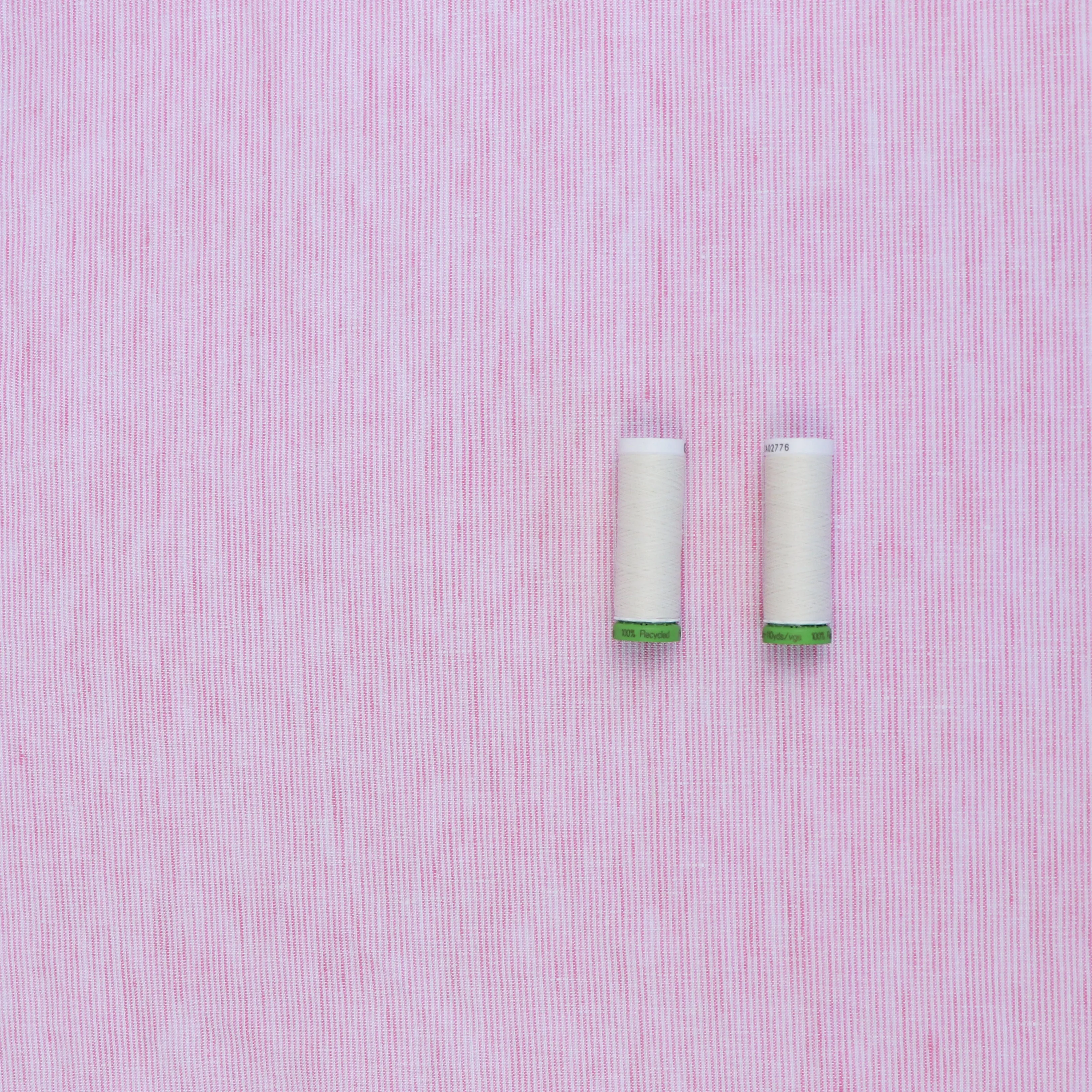 Deadstock Linen - Yarn Dyed Thin Pink Stripe