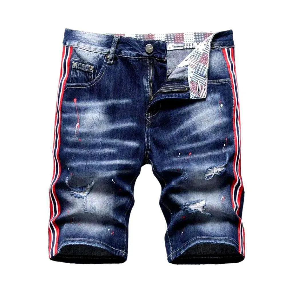 Denim shorts with red bands