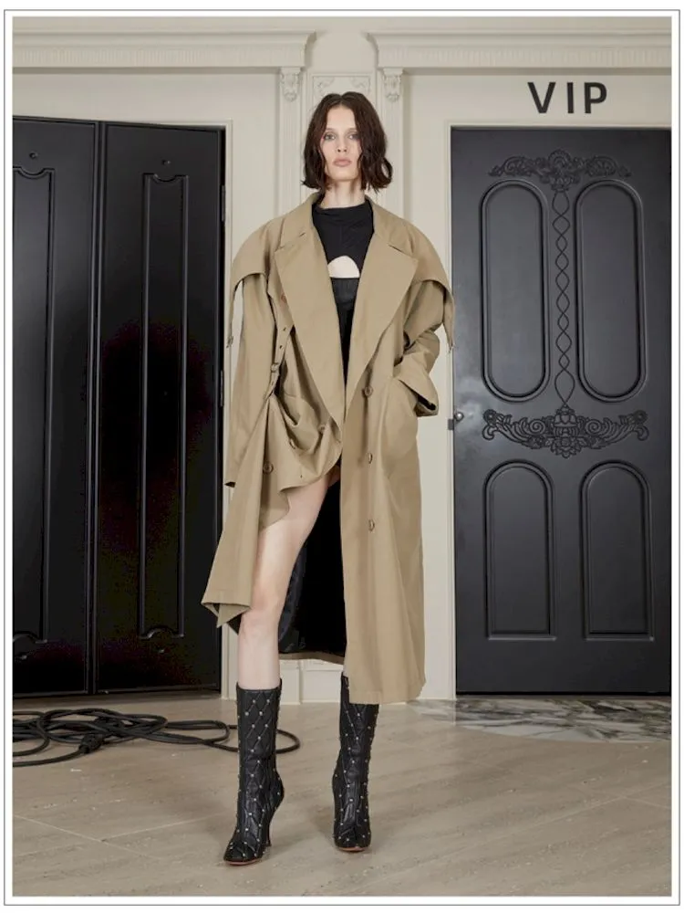 Double Breasted Buckle Strap Trench Coat【s0000006812】