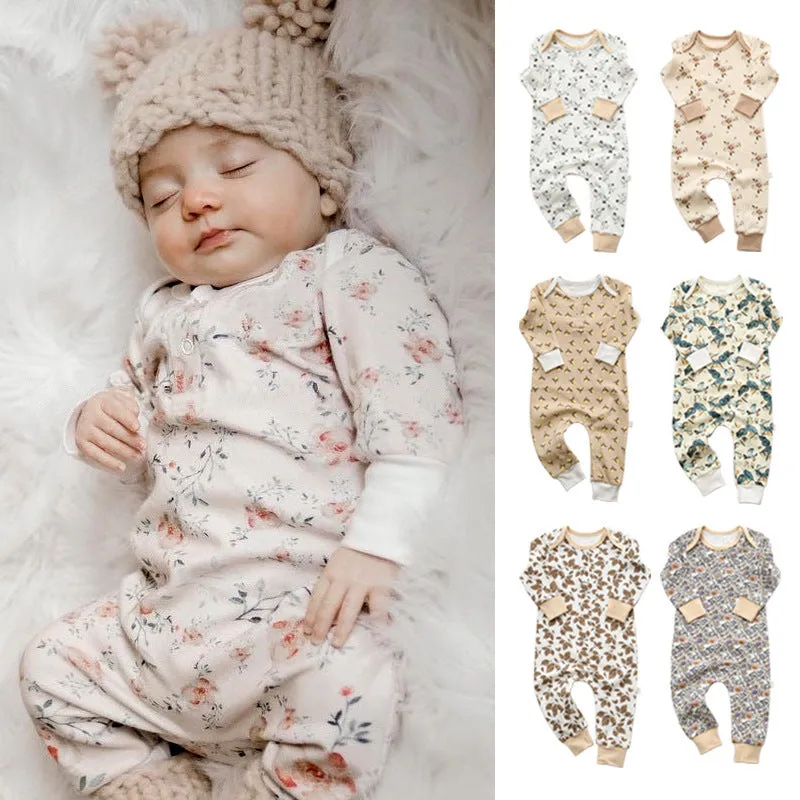 Earthy Floral Romper Soft Stretchy Cotton