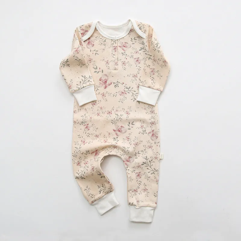 Earthy Floral Romper Soft Stretchy Cotton