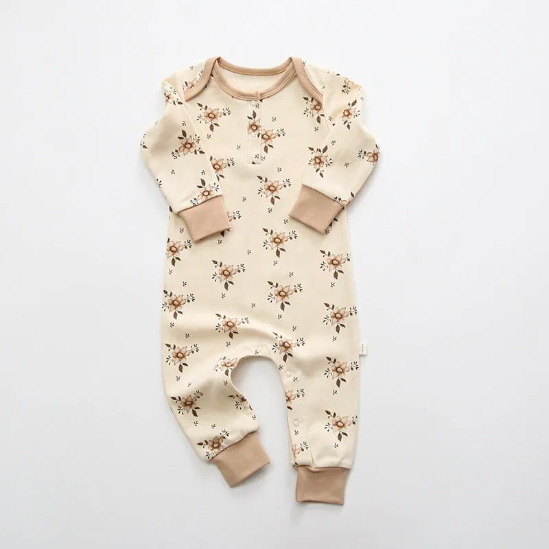 Earthy Floral Romper Soft Stretchy Cotton