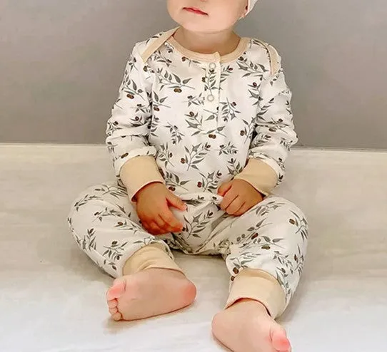 Earthy Floral Romper Soft Stretchy Cotton