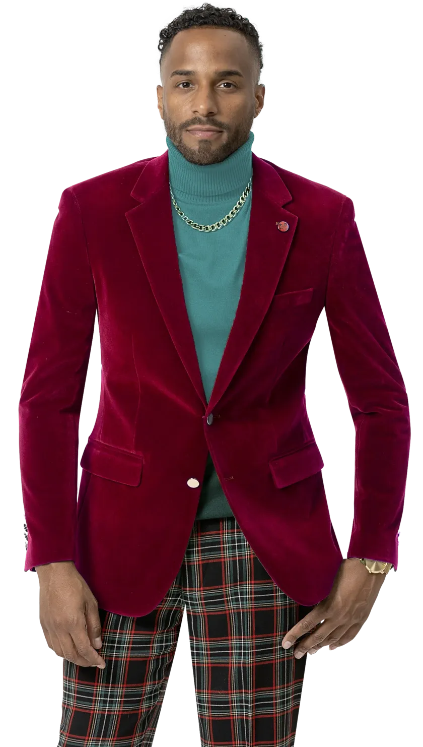 EJ Samuel Red Velvet Blazer J134