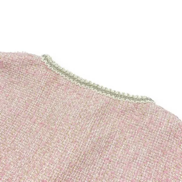 Embellished Tweed Vest - Pink