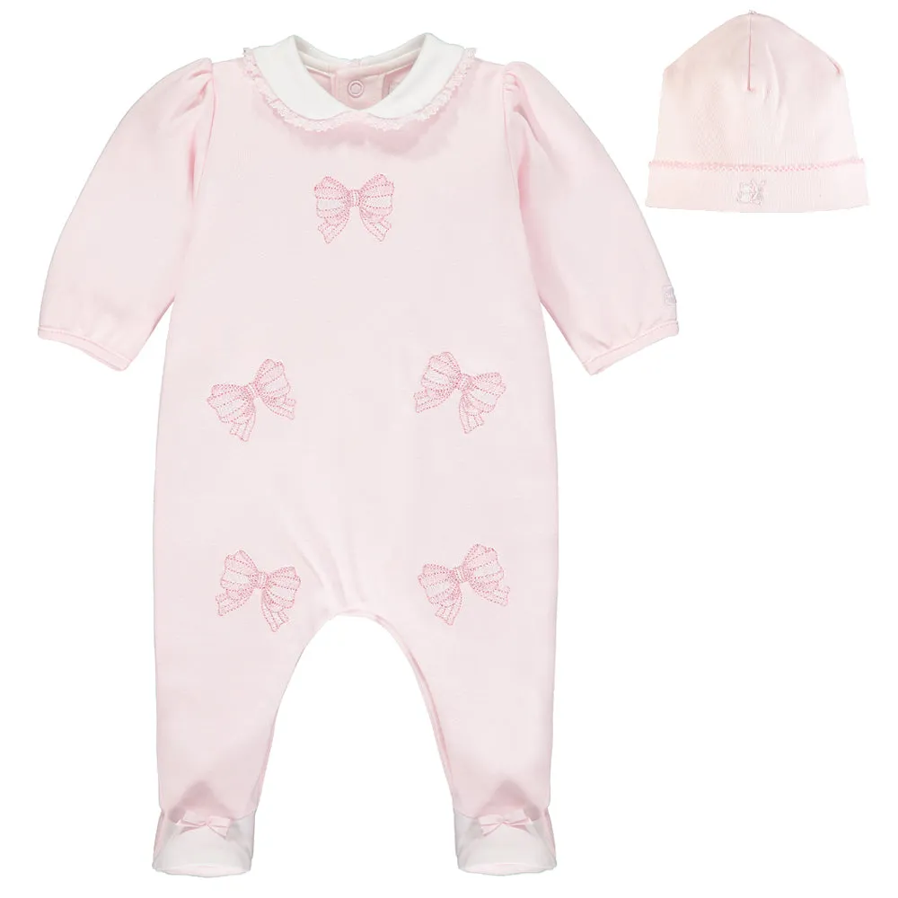 Emile et Rose - Pink romper with pull on hat 1929 Winter