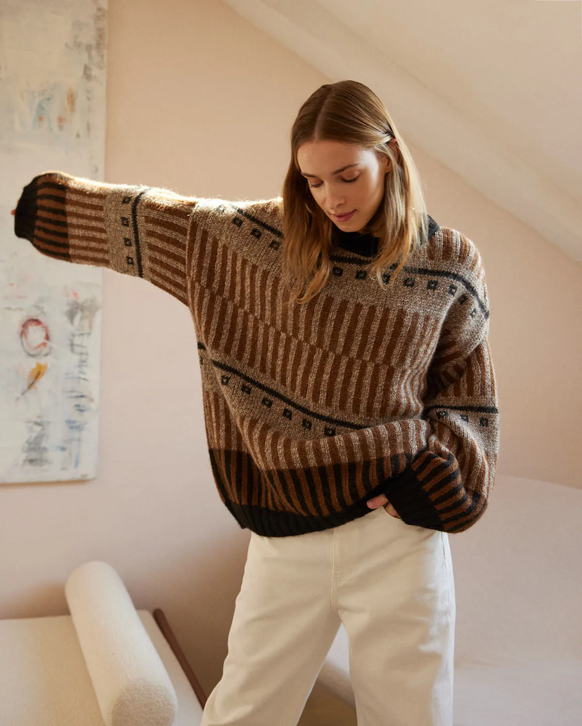 Ethno: Brown Alpaca Wool Sweater
