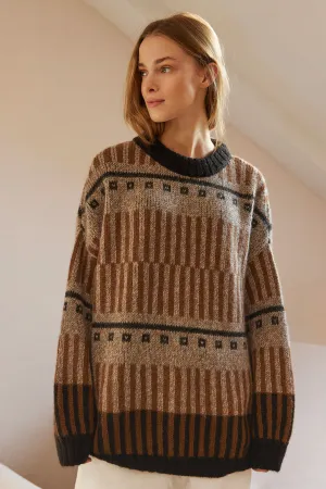 Ethno: Brown Alpaca Wool Sweater